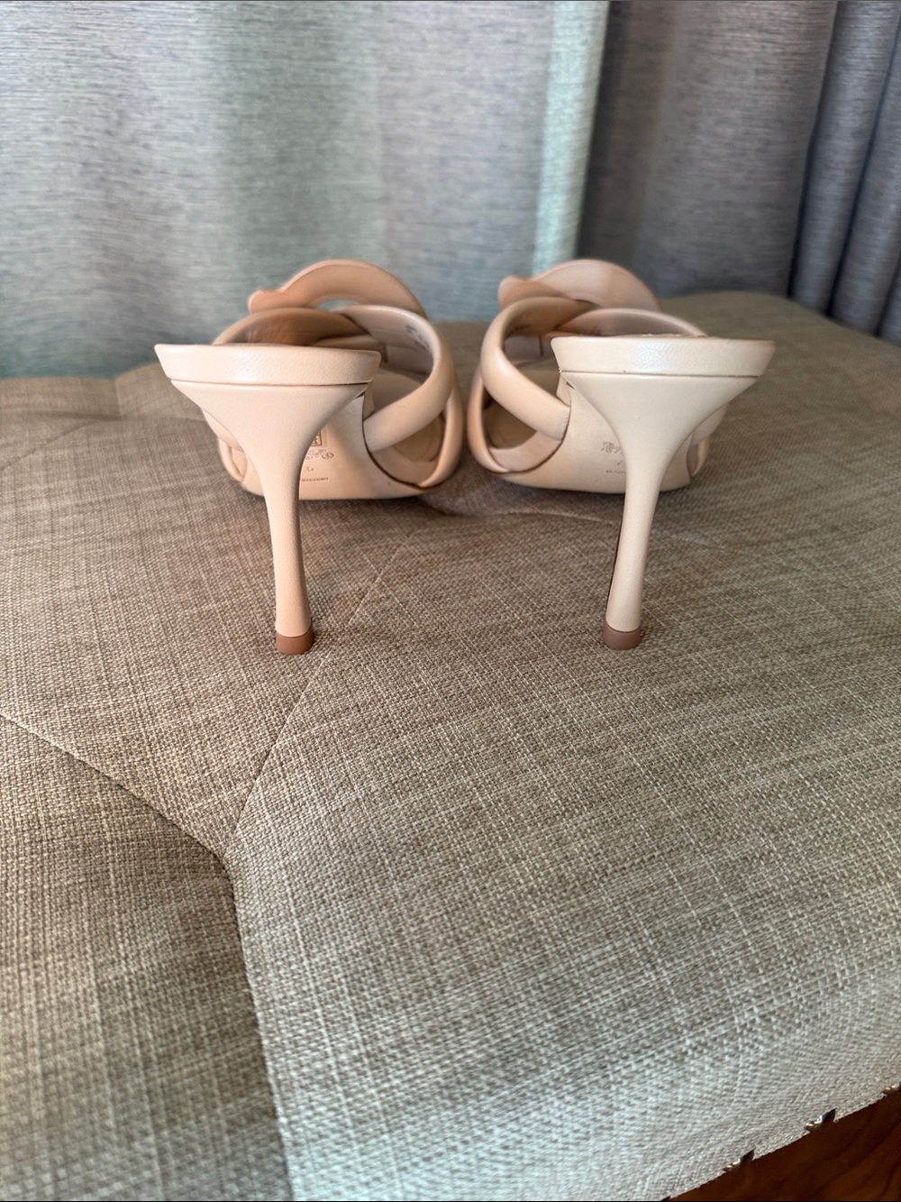 COACH Beige Knotted Leather Mule Heels - Picture 2 of 5